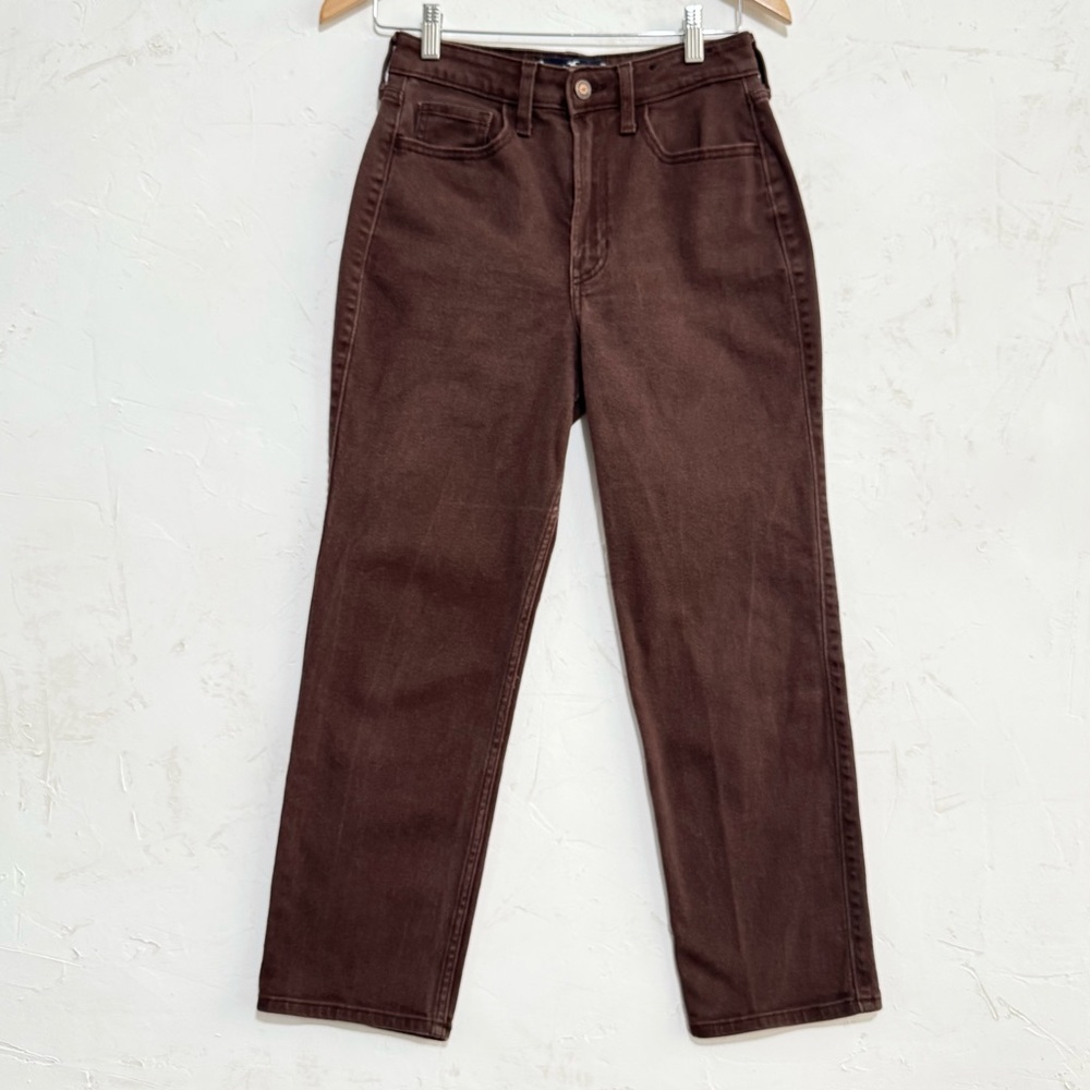 Hollister ultra high rise vintage straight brown jeans size 27